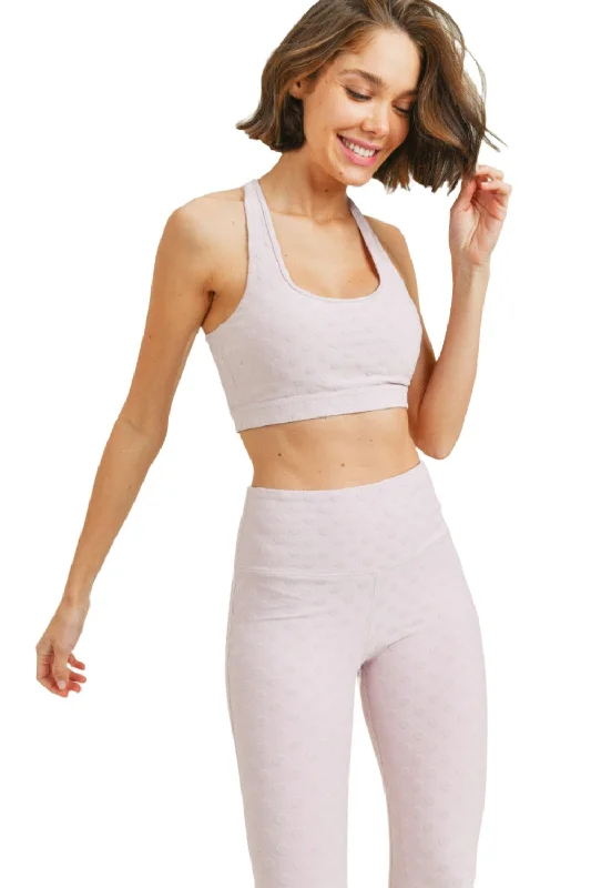 Yoga Bar with Coconut Oil -Textured Polkadot Jacquard TACTEL® Sports Bra AT8087