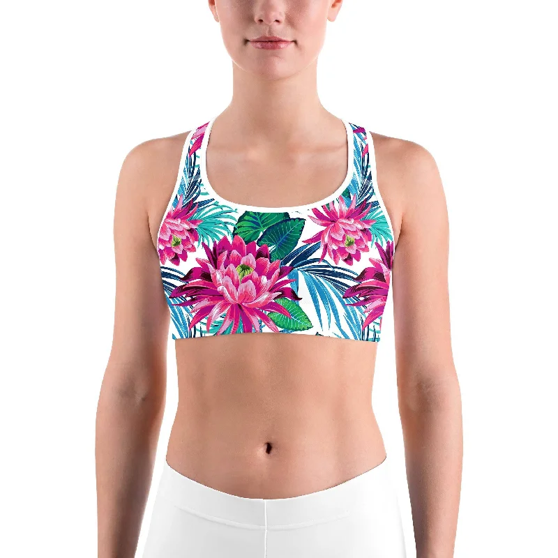 Yoga Bar with Chia and Flax -Tropical Flowers Sports bra