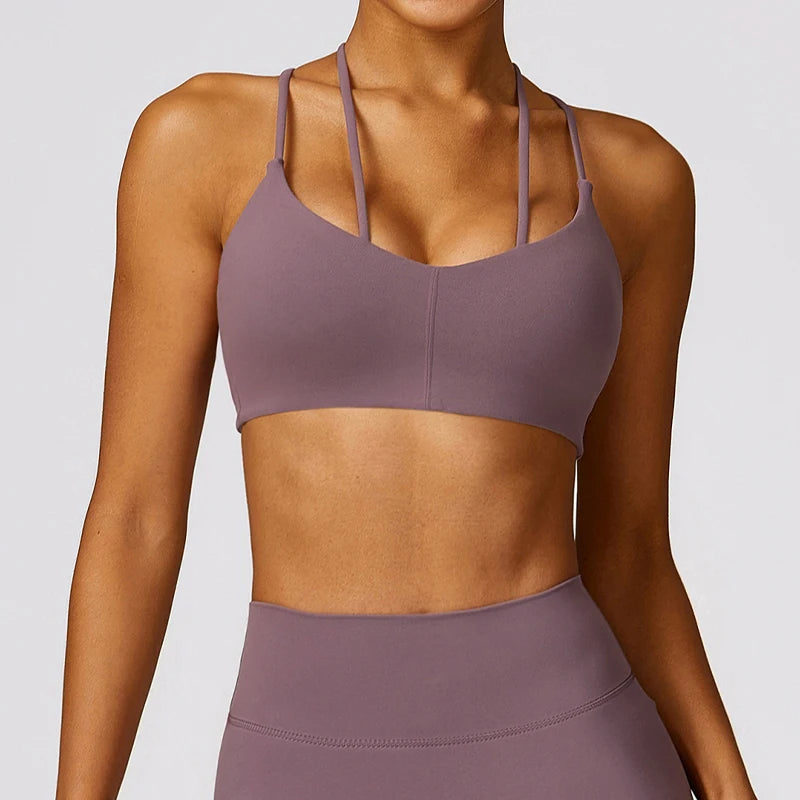 Yoga Bar with Chia Seeds and Blueberries -Twin Strap Yoga Bra