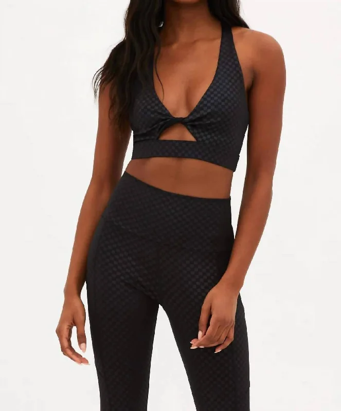 Yoga Bar with Flaxseed -Twist Top In Black Embossed Check