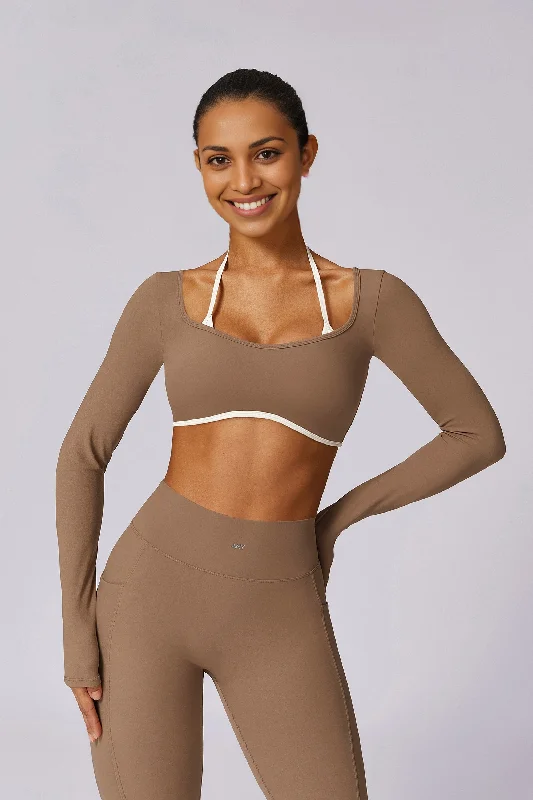 Healthy Protein Bars for Yoga -Two-Tone Long-sleeved Bra
