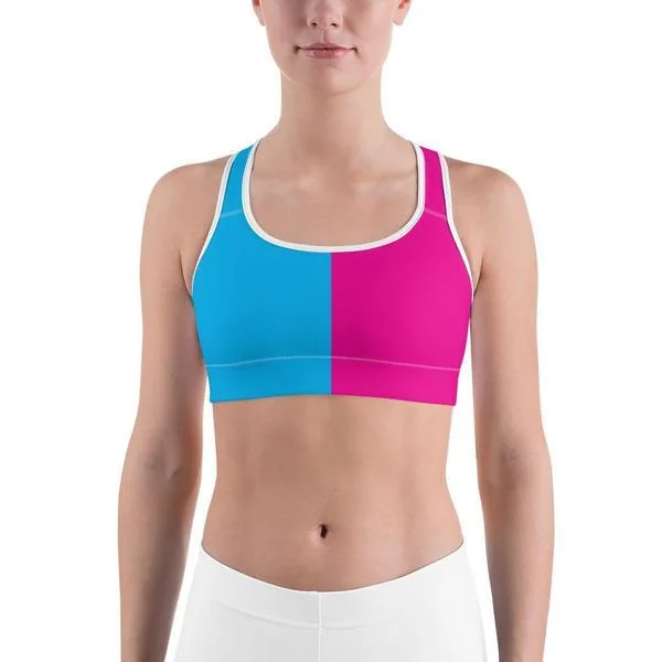 Yoga Bars with Organic Ingredients -Two Tone Pink & Blue Sports Bra
