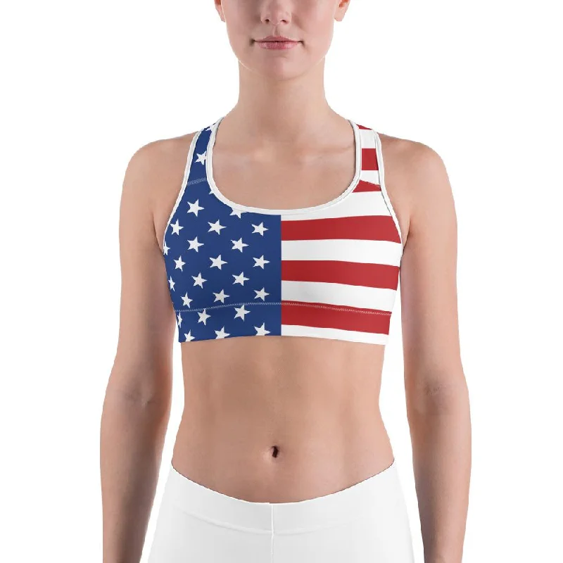 Yoga Bars for Busy Athletes -USA Stars & Stripes Sports Bra