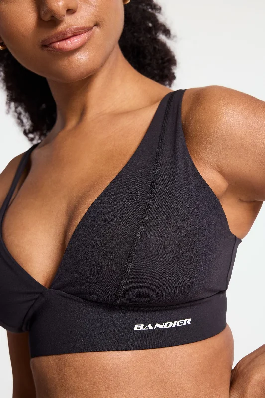 Yoga Bar with Oats and Almonds -V Neck Plunge Bra - Black