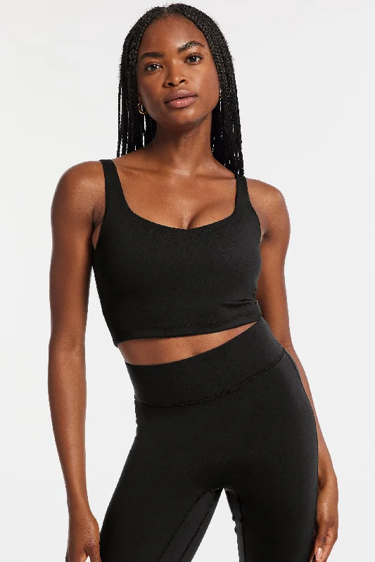 Yoga Bar with Apple and Ginger -V-Neck Tempo Crop Bra - Black