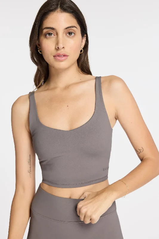 Yoga Bar for Balanced Nutrition -V-Neck Tempo Crop Bra - Iron