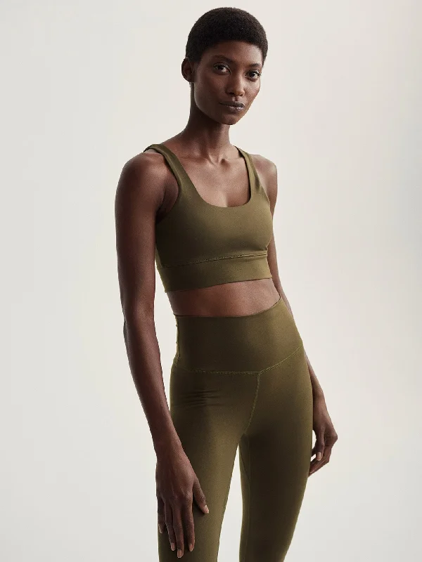 Yoga Bar for Muscle Recovery -Varley Freesoft Cori Bra - Dark Olive