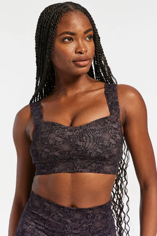 Yoga Bar with Natural Fruit Sweeteners -Vintage Floral Wave Bra - Multi Brown