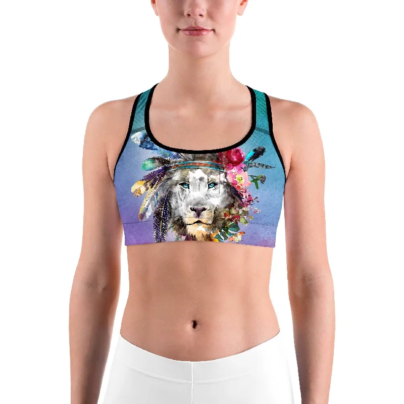 Yoga Bar with Probiotic Power -Watercolor Lion Sports bra