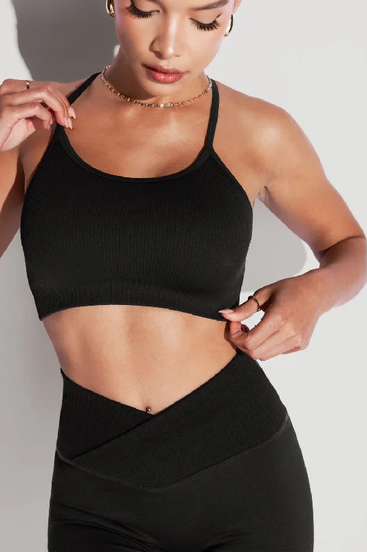 Yoga Bar with Probiotic Power -What's the Scoop Seamless Bra - Black
