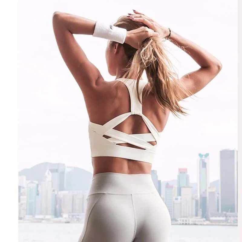 Yoga Bar for Digestive Health -White Strap Push Up Sports Bra for Women Gym Running yoga top Bra Athletic Vest Hollow out Sportswear Underwear Yoga Bar for Digestive Health -White Strap Push Up Sports Bra for Women Gym Running yoga top Bra Athletic Vest Hollow out Sportswear Underwear