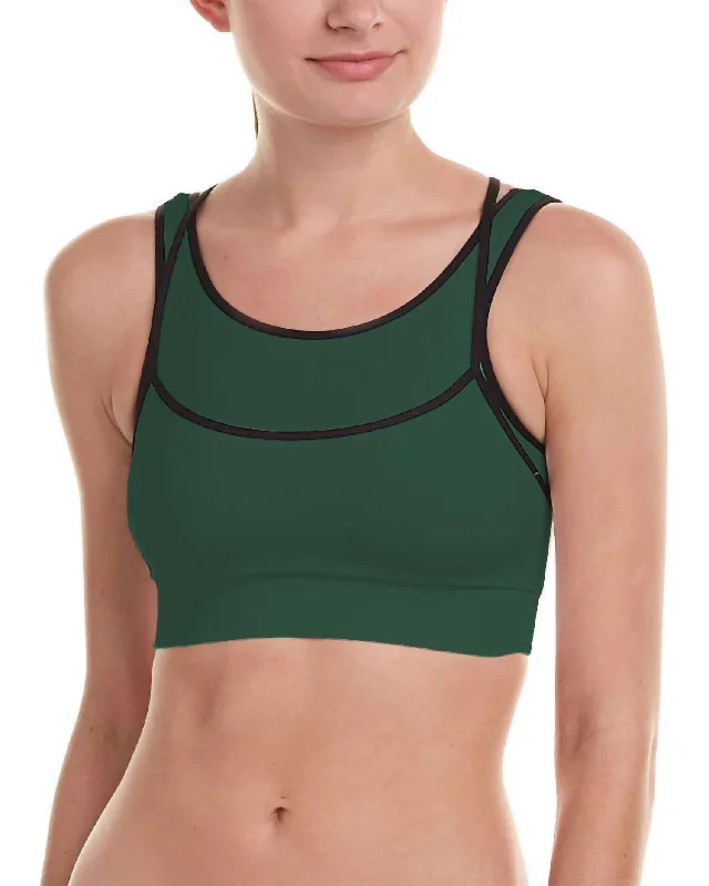 Yoga Bar with Protein and Vitamins -Women Layered Sports Bra In Green