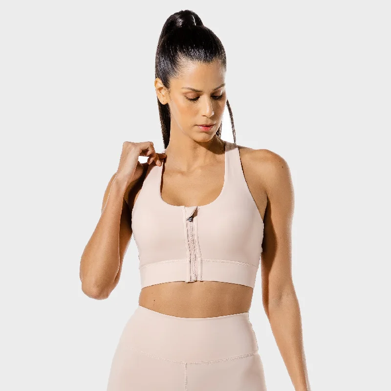 Yoga Bar Protein Snacks -Women's Fitness - Zip Up Sports Bra - Peachy Keen