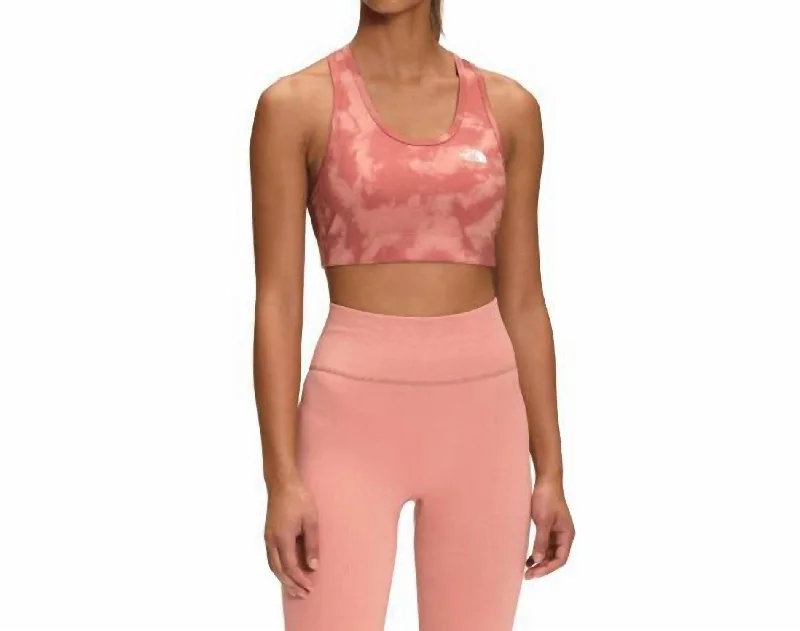 Yoga Bar with Maca for Increased Energy -Women's Printed Midline Sport Bra In Rose Dawn Retro Dye Print Yoga Bar with Maca for Increased Energy -Women's Printed Midline Sport Bra In Rose Dawn Retro Dye Print