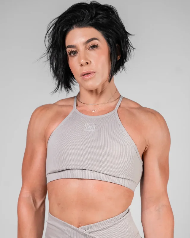 Yoga Bar with Adaptogens for Stress Relief -WOMENS RIBBED BRA - GREY