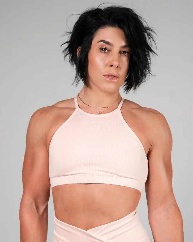 Yoga Bar for Muscle Endurance -WOMENS RIBBED BRA - PINK