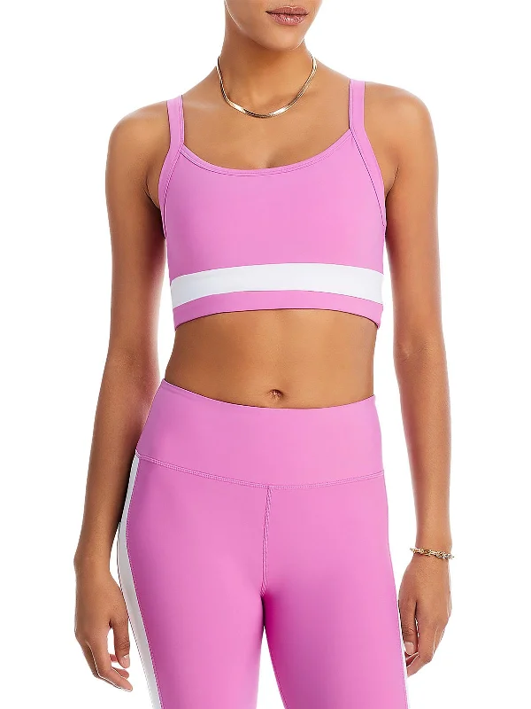 Yoga Bar for Focus and Concentration -Womens Striped Polyester Sports Bra