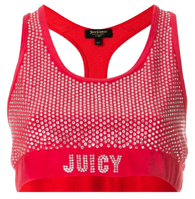 Yoga Bar for Lean Muscle -Women's Velour Sports Bra In Red