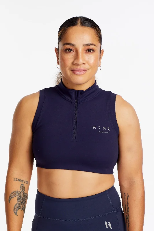 Yoga Bar for Mindful Eating -HYBRID ZIP UP TRAINING BRA NAVY