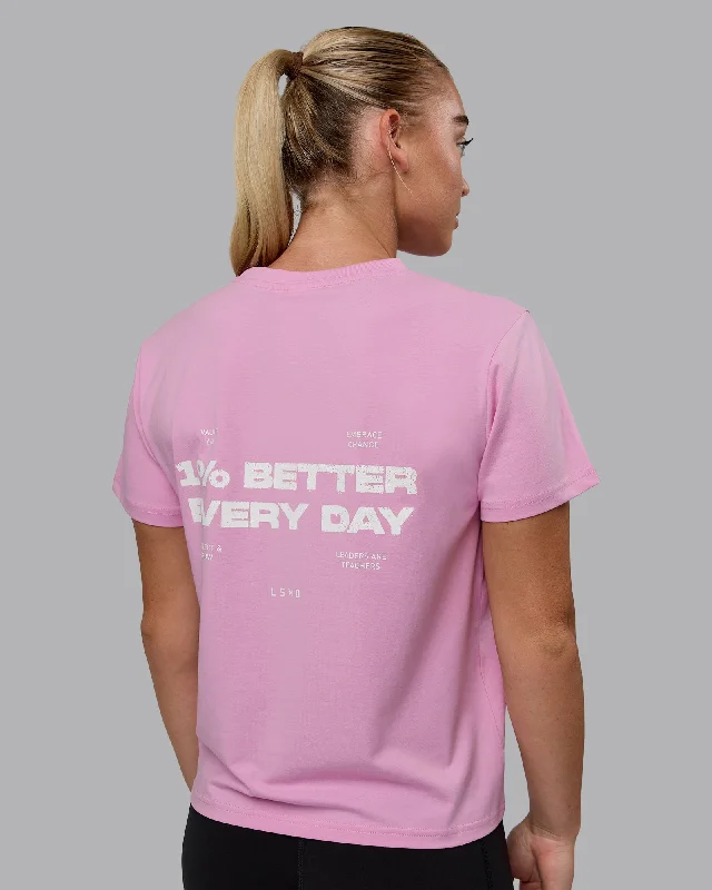 Premium Yoga Tops for Women -1% Better Value Series FLXCotton Tee - Bubblegum-White