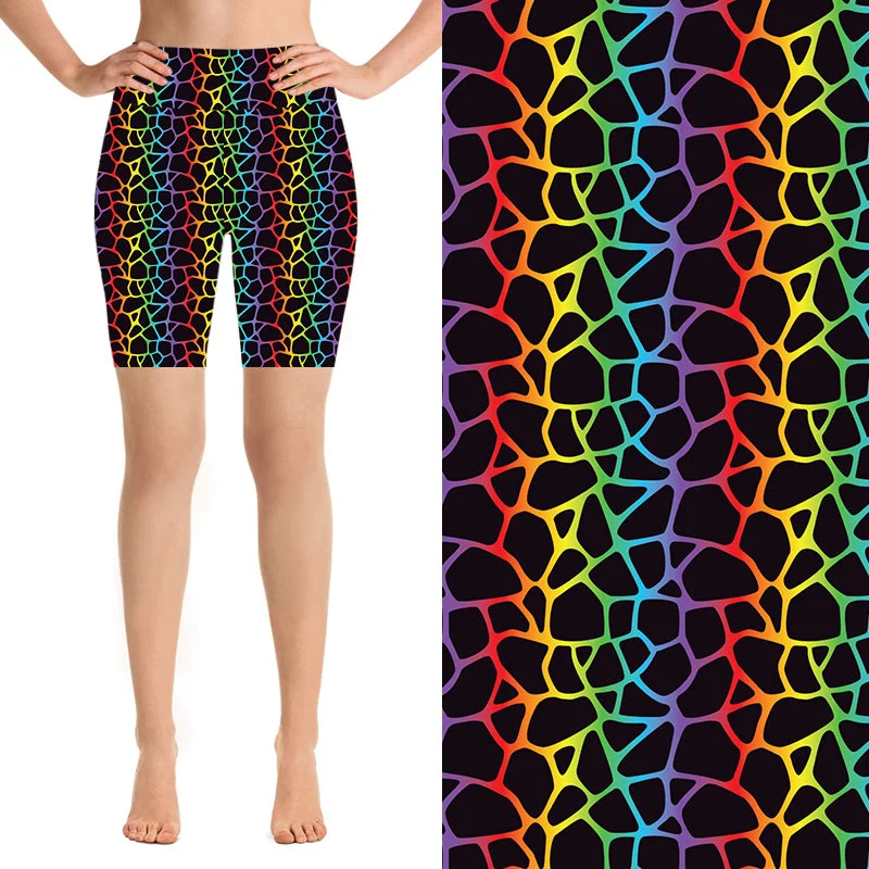 Yoga Shorts for Smooth Flexibility -24/7 Biker Shorts - Rainbow Scales