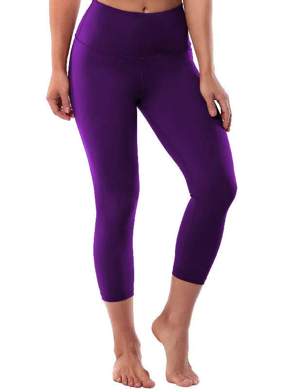 Yoga Pants for Full Flexibility and Comfort -19" High Waist Crop Tight Capris eggplantpurple Yoga Pants for Full Flexibility and Comfort -19" High Waist Crop Tight Capris eggplantpurple