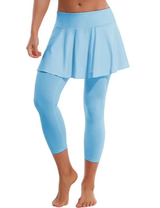 Yoga Pants for Maximum Comfort and Flexibility -19" Capris Tennis Golf Skirted Leggings with Pockets blue Yoga Pants for Maximum Comfort and Flexibility -19" Capris Tennis Golf Skirted Leggings with Pockets blue