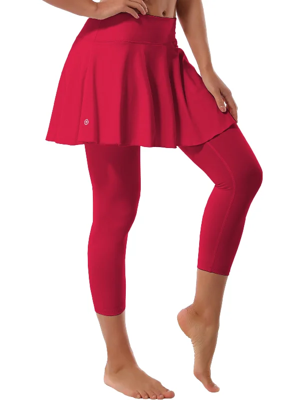 Premium Yoga Pants for Performance -19" Capris Tennis Golf Skirted Leggings with Pockets rosecoral Premium Yoga Pants for Performance -19" Capris Tennis Golf Skirted Leggings with Pockets rosecoral