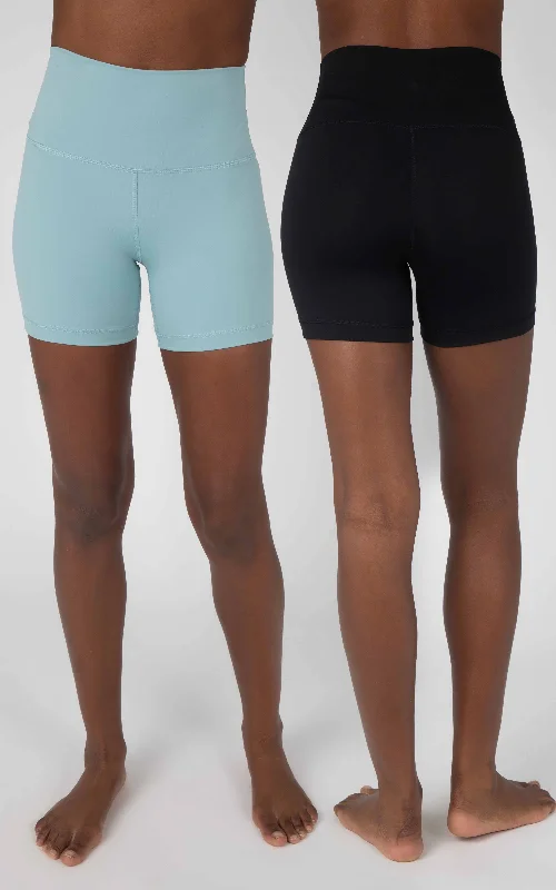 Yoga Shorts for Relaxing and Flexibility -2 Pack Lux Elastic Free High Waist 5" Biker Short