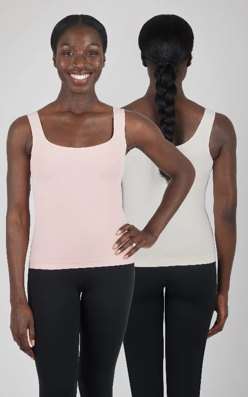Stylish Yoga Tops for Athleisure Wear -2 Pack Scoop Neck Devon Fitted Tank Top