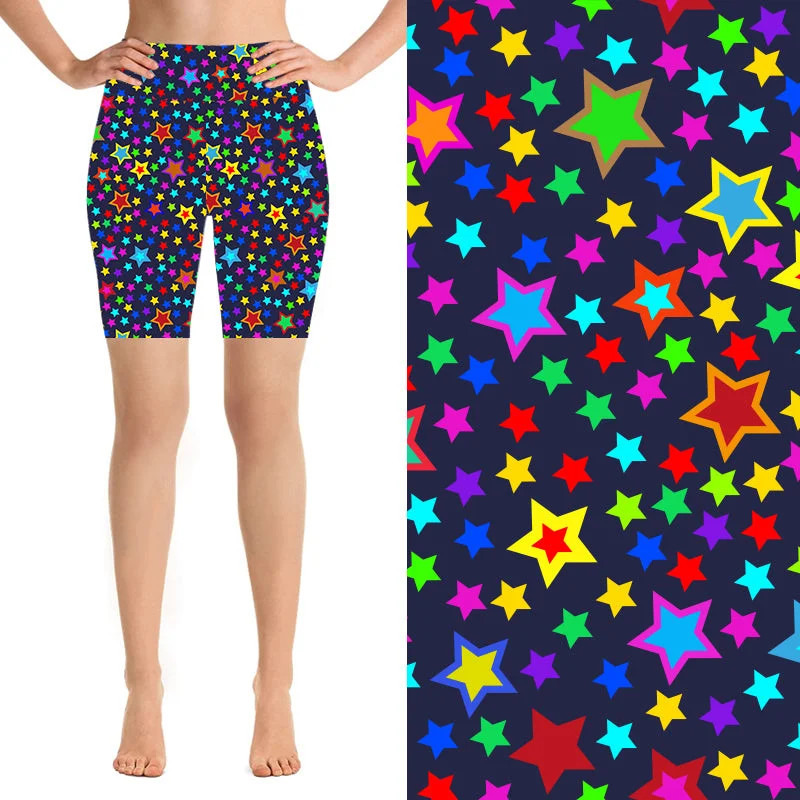 Yoga Shorts for Flexibility and Support -24/7 Biker Shorts - Snazzy Stars