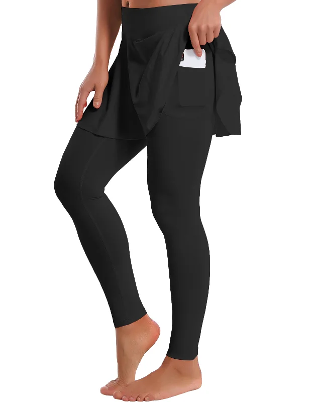 Comfortable Yoga Pants -Athletic Tennis Golf Skort with Pocket Shorts black