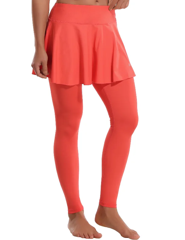 Women's High-Waisted Yoga Pants -Athletic Tennis Golf Skort with Pocket Shorts coral
