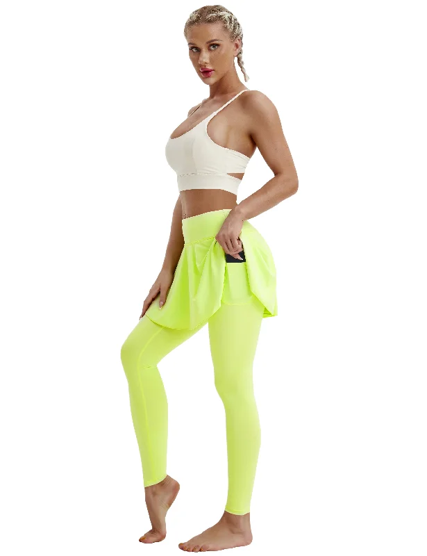 High-Waisted Yoga Pants for Better Fit -Athletic Tennis Golf Skort with Pocket Shorts neonyellow High-Waisted Yoga Pants for Better Fit -Athletic Tennis Golf Skort with Pocket Shorts neonyellow