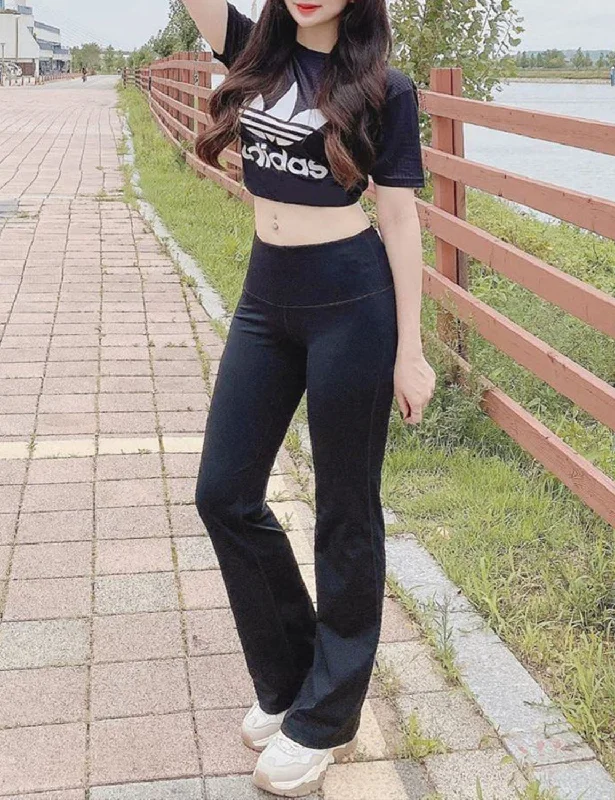 High-Waisted Leggings for Yoga -29" 31" 33" 35" 37" High Waist Bootcut Leggings Black ins