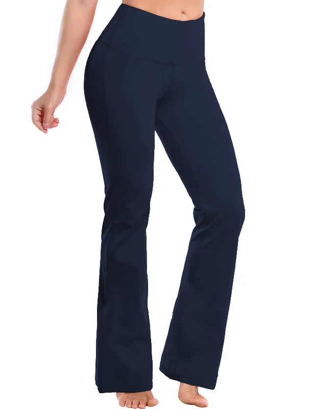 Yoga Pants for Hot Yoga -29" 31" 33" 35" 37" High Waist Bootcut Leggings Darknavy