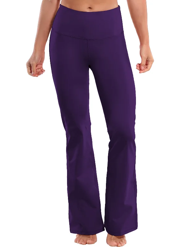 High-Waisted Yoga Pants for Full Comfort -29" 31" 33" 35" 37" High Waist Bootcut Leggings Eggplantpurple