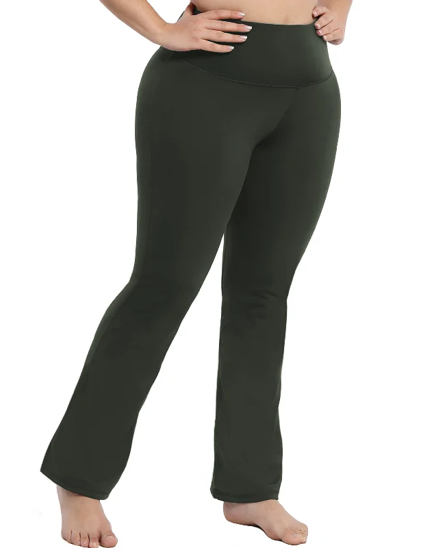 Premium Yoga Pants for Comfort -29" 31" 33" 35" 37" High Waist Bootcut Leggings Olivegray