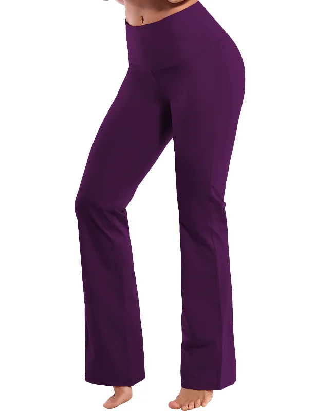 Yoga Pants for Deep Poses -29" 31" 33" 35" 37" High Waist Bootcut Leggings Plum