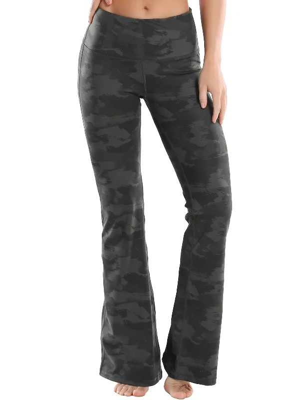 Women's Yoga Pants for Full Range of Motion -29" 31" 33" 35" 37" High Waist Printed Bootcut Leggings dimgray brushcamo