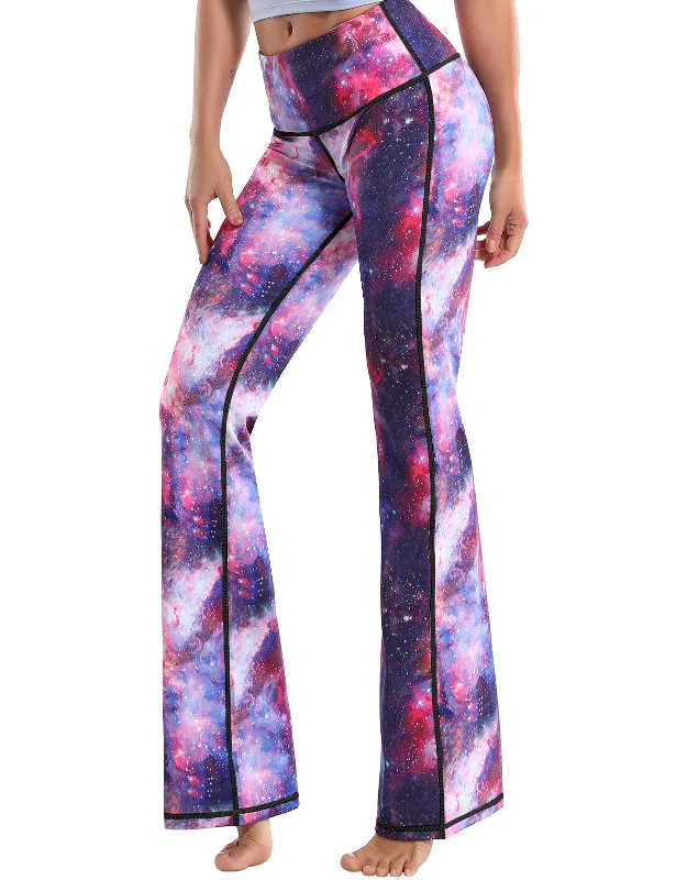 Best Yoga Pants for Flexibility -29" 31" 33" 35" 37" High Waist Printed Bootcut Leggings Galaxy
