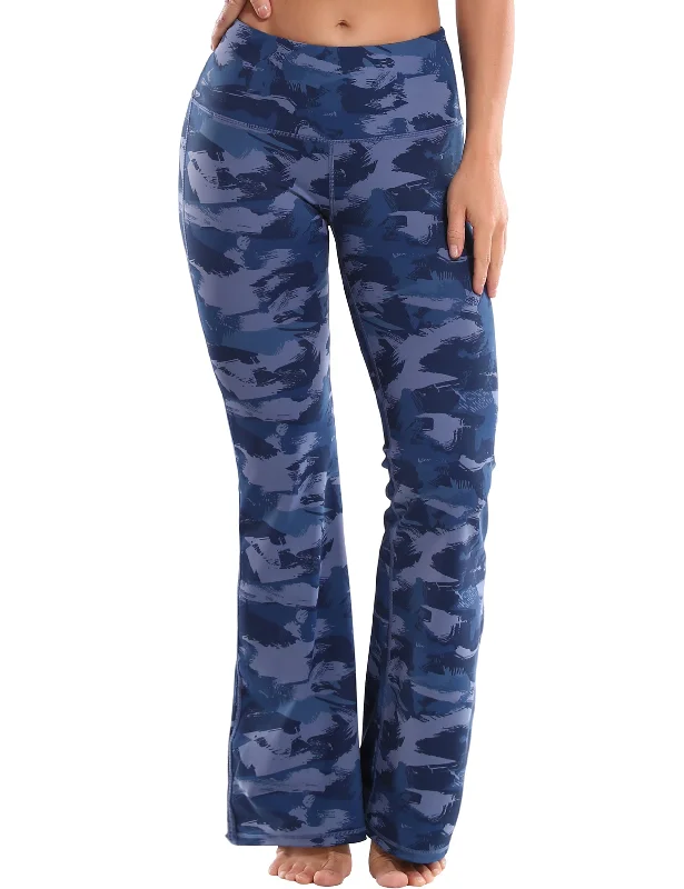 Women's Yoga Pants for Stretching and Flexibility -29" 31" 33" 35" 37" High Waist Printed Bootcut Leggings navy brushcamo