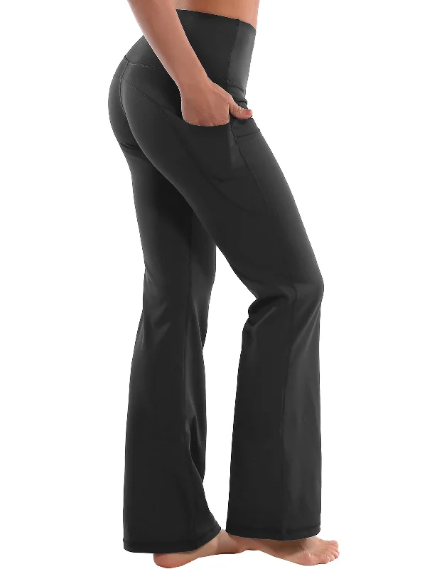 Tight Fit Yoga Pants for Better Support -29" 31" 33" 35" 37"  Side Pockets Bootcut Leggings irongrey