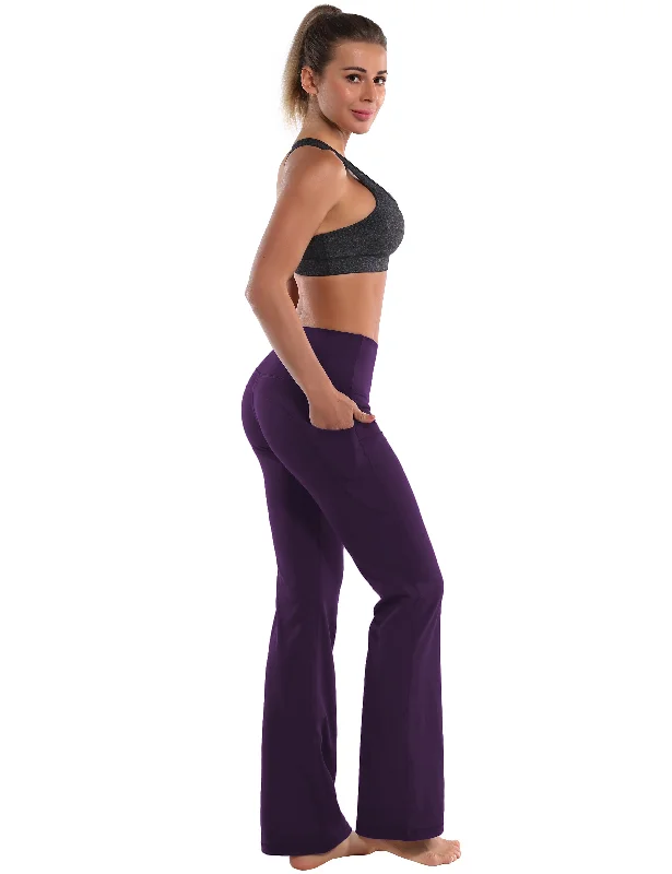 Yoga Pants for Every Practice and Pose -29" 31" 33" 35" 37"  Side Pockets Bootcut Leggings pansypurple