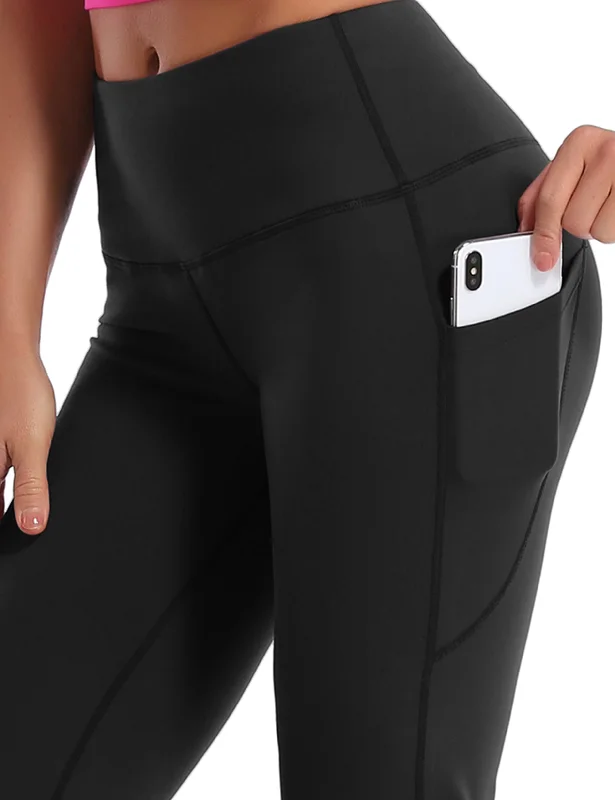 Yoga Pants for Pilates -29" 31" 33" 35" 37"  Side Pockets Bootcut Leggings black