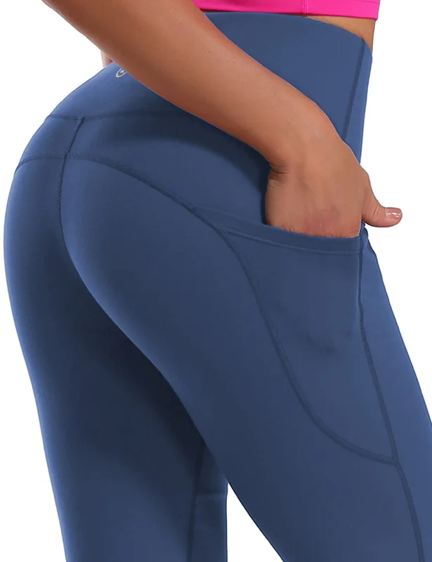 Stylish Yoga Pants for Better Movement -29" 31" 33" 35" 37"  Side Pockets Bootcut Leggings purplishblue