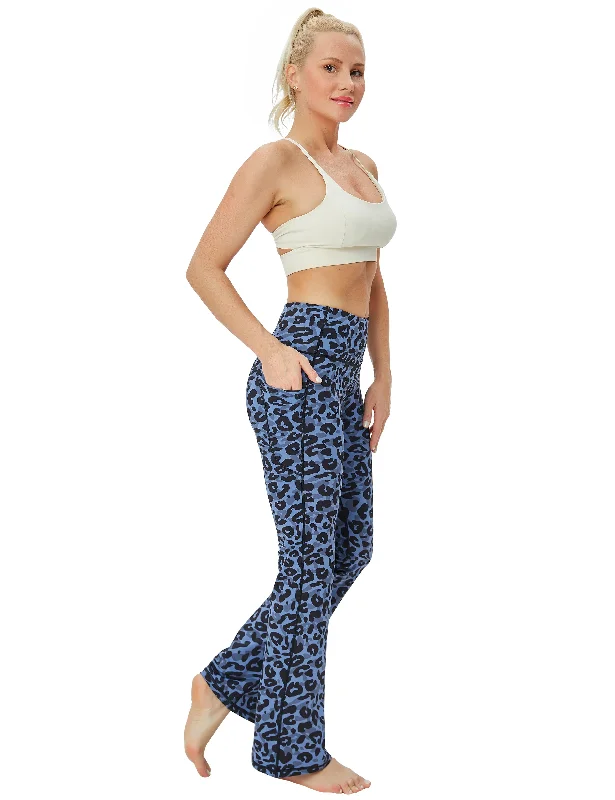 Comfortable High-Waisted Yoga Pants -29" 31" 33" 35" 37" Side Pockets Printed Bootcut Leggings navy_leopard Comfortable High-Waisted Yoga Pants -29" 31" 33" 35" 37" Side Pockets Printed Bootcut Leggings navy_leopard