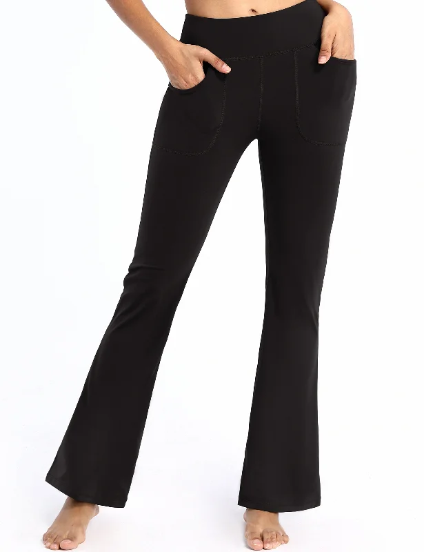 Premium Quality Yoga Pants for Women -29" 31" 33" 35" Bootcut Leggings with Pockets black