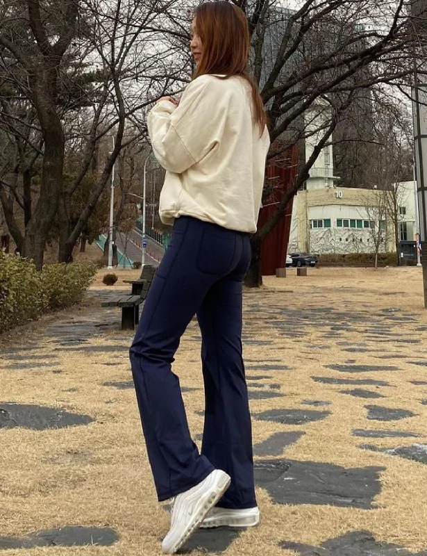 Yoga Pants for Full Range of Flexibility -29" 31" 33" 35" Bootcut Leggings with Pockets darknavy ins