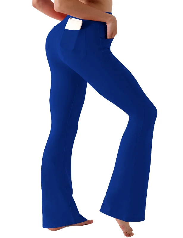 Supportive Yoga Pants for Pilates -29" 31" 33" 35" Bootcut Leggings with Pockets navy
